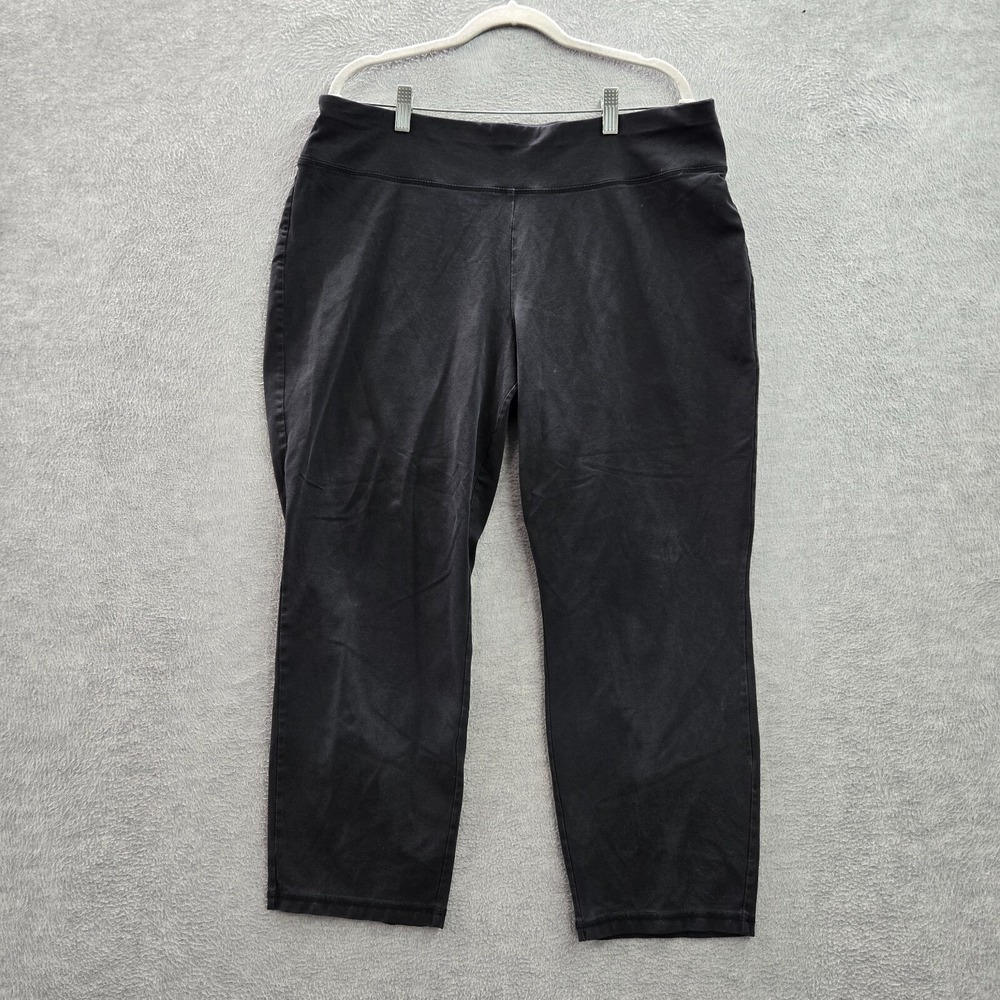 Susan Graver Women Activewear Pants XL Petite Black Leggings Weekend 25" Inseam